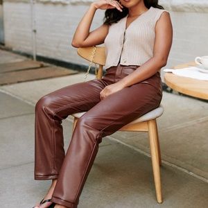 Abercrombie & Fitch Vegan Leather 90s Straight Pants
